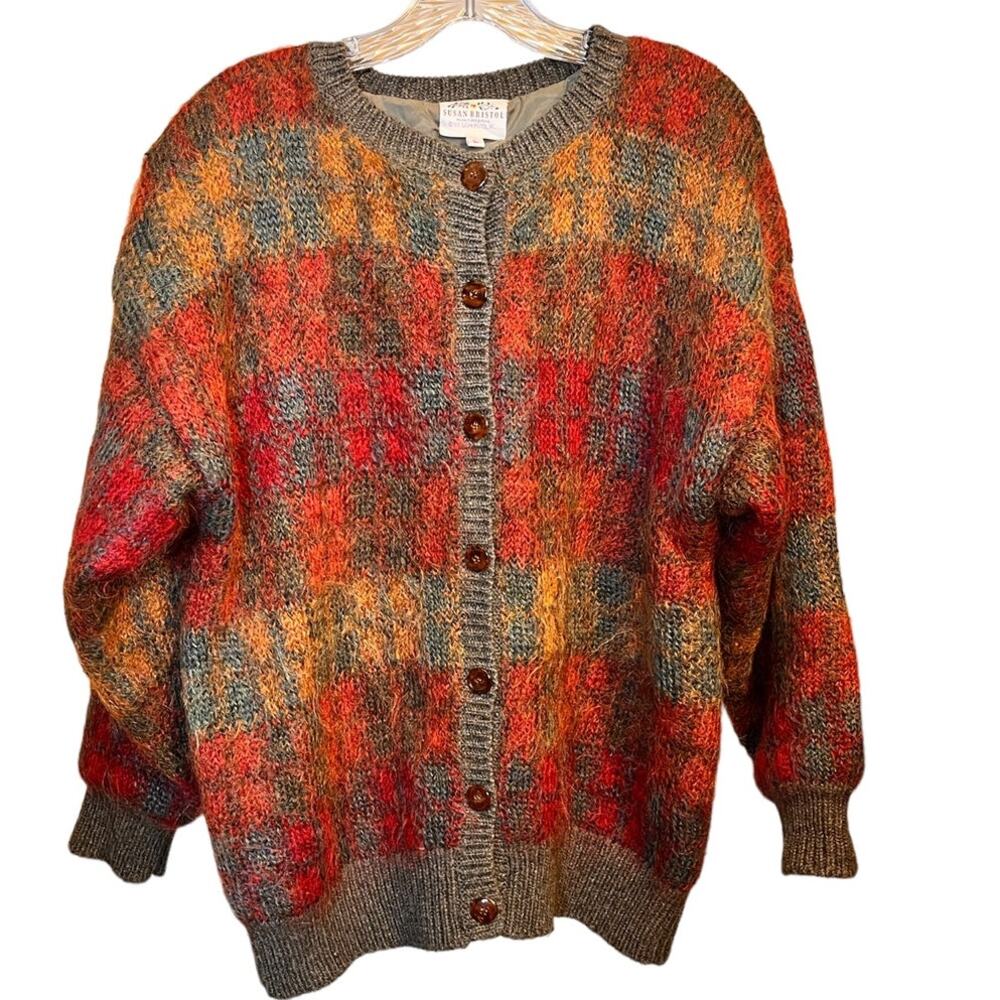 Vintage SUSAN BRISTO 1991 Mohair Cardigan Sweater Women's Button Up Large